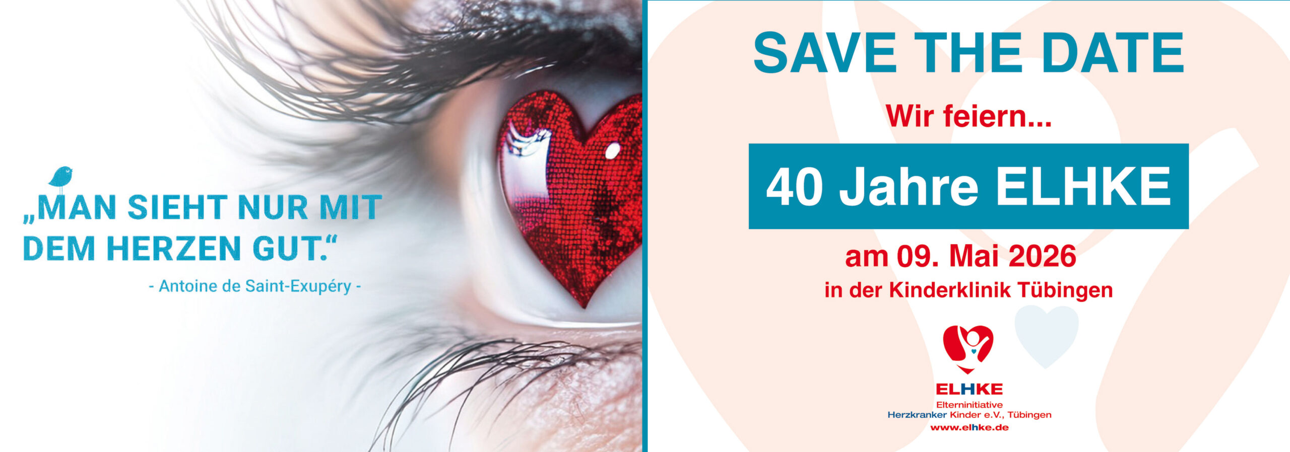 Save the Date: Wir feiern 40 Jahre ELHKE. Am 09. Mai 2026 in der Kinderklinik Tübingen